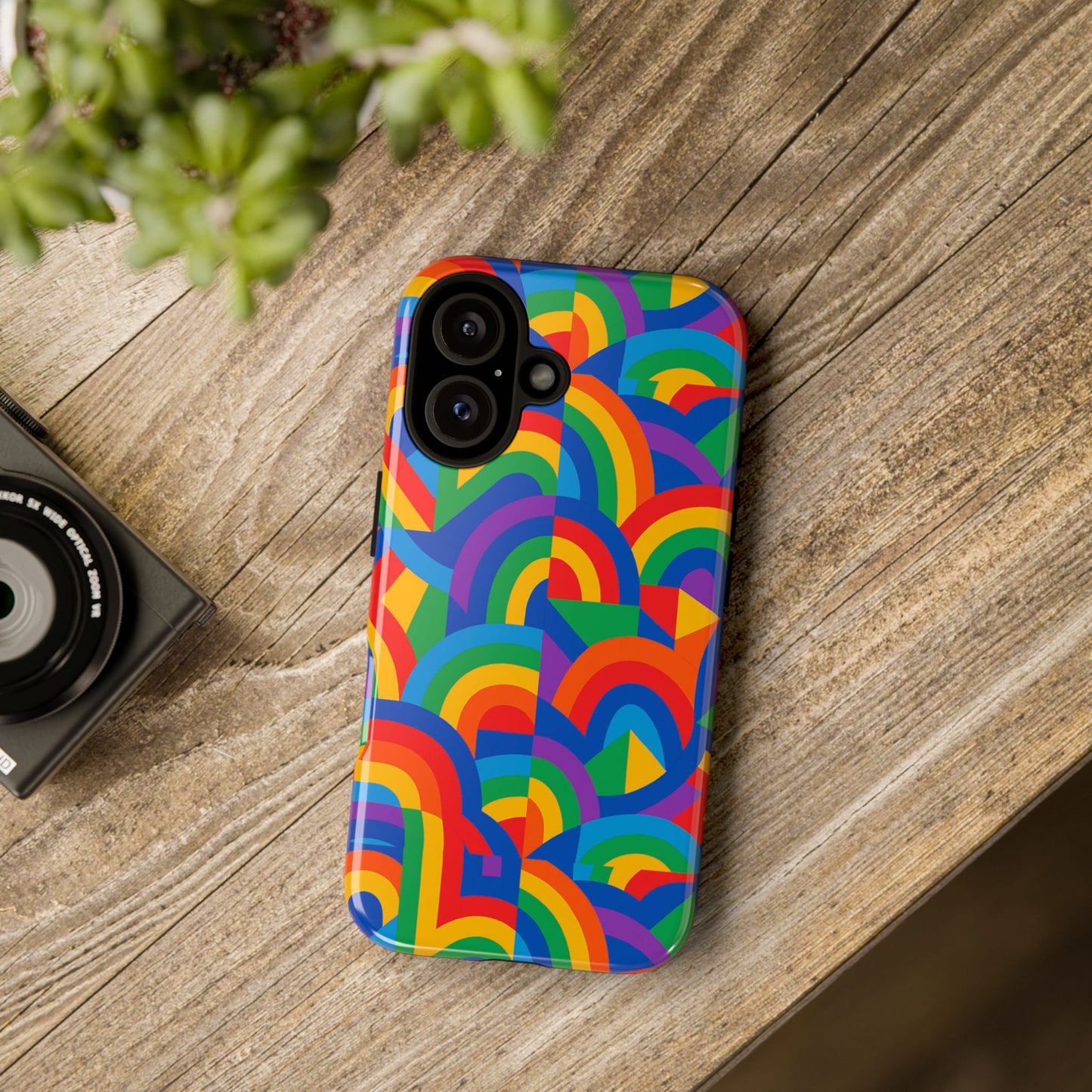 multicolour rainbow protective phone case with 3d design for stylish protection compatible with iphone 13, 14, 15 & 16 – all models including pro, pro max & plus