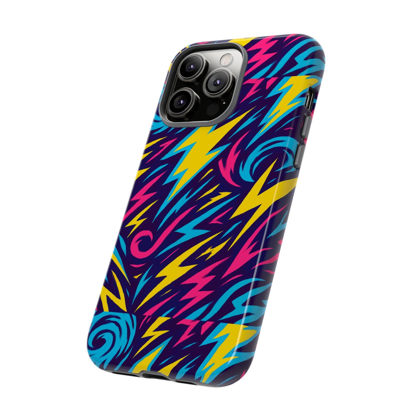 vibrant retro lightning bolt protective phone case with 3d design for fashion lovers compatible with iphone 13, 14, 15 & 16 – all models including pro, pro max & plus