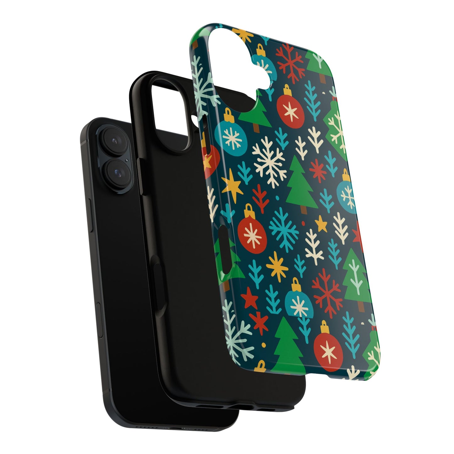 multicolour 3d wrap protective phone case with retro christmas design for stylish protection – compatible with iphone 13, 14, 15 & 16 – all models including pro, pro max & plus