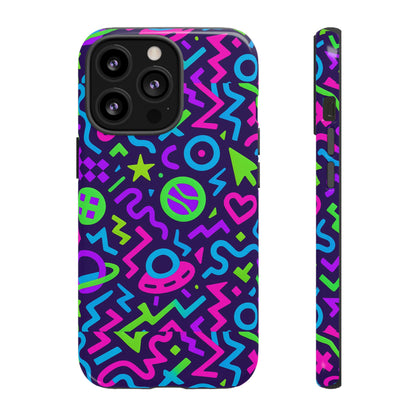 Vibrant Y2K Abstract Protective Phone Case with 3D Wrap Design for Bold Aesthetic Compatible with iPhone 13, 14, 15 & 16 – all models including Pro, Pro Max & Plus