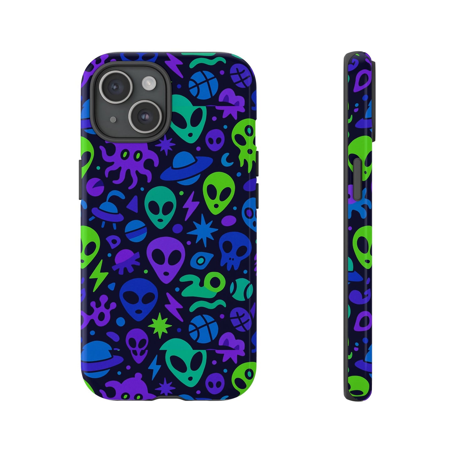 vibrant 3d alien and space design protective phone case for unisex smartphone accessories compatible with iphone 13, 14, 15 & 16 – all models including pro, pro max & plus
