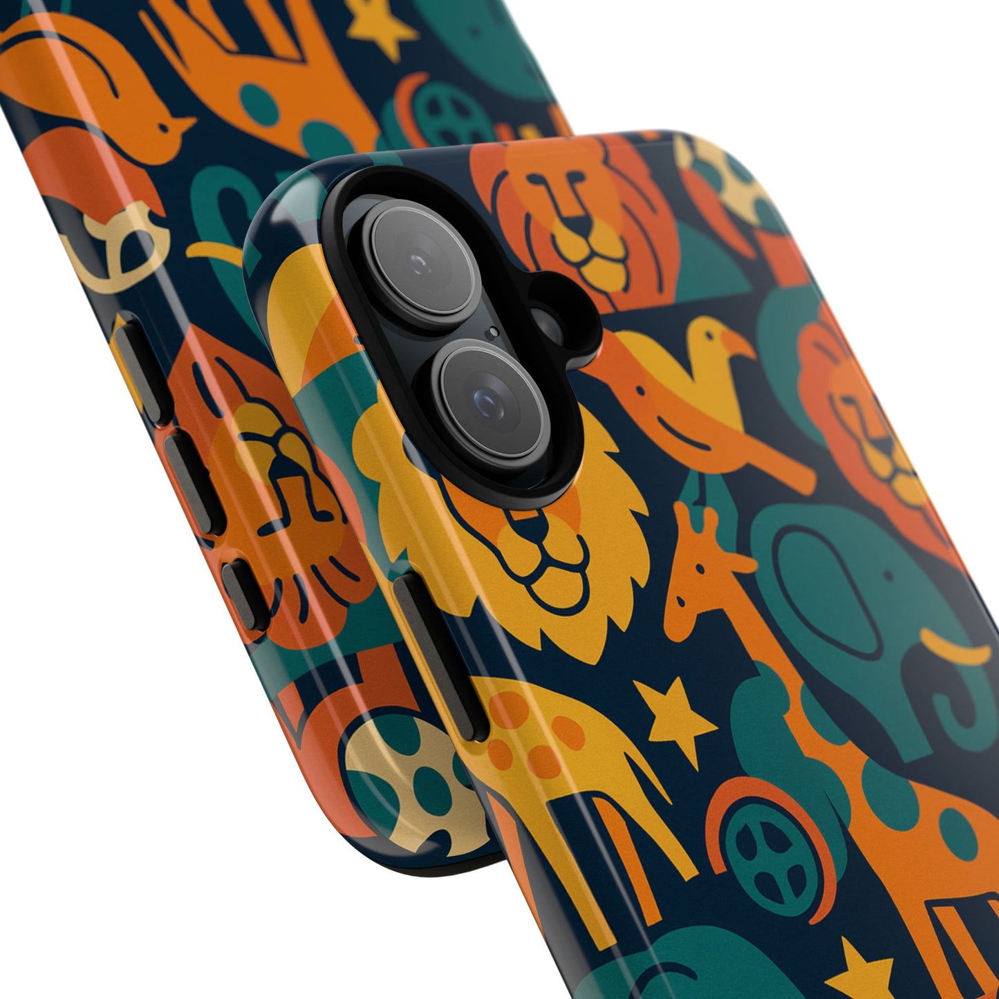 vibrant animal print protective phone case in multicolour – playful design for stylish protection – compatible with iphone 13, 14, 15 & 16 – all models including pro, pro max & plus