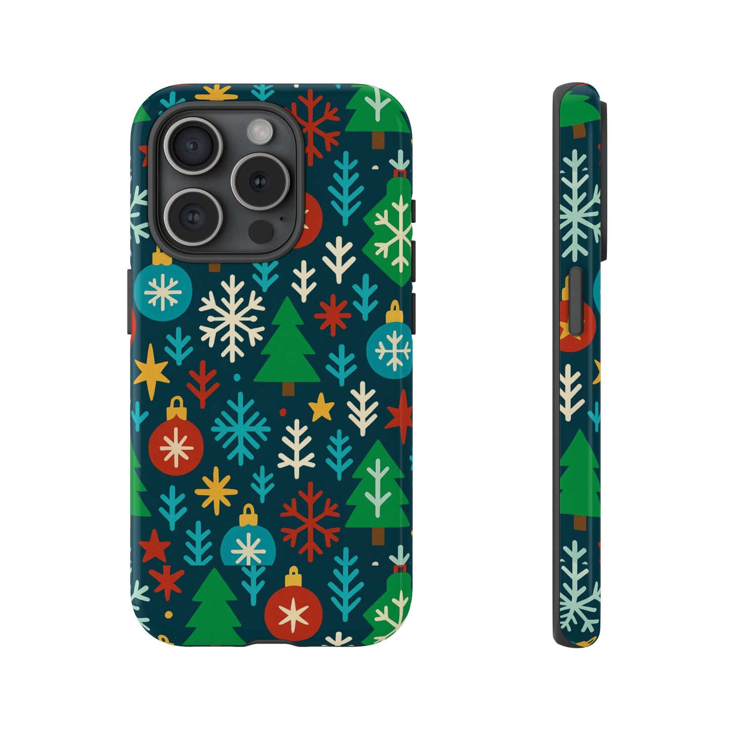 multicolour 3d wrap protective phone case with retro christmas design for stylish protection – compatible with iphone 13, 14, 15 & 16 – all models including pro, pro max & plus