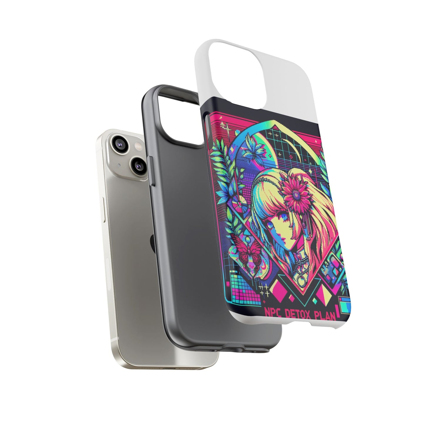 npc detox plan - vibrant protective phone case for anime and comic lovers, durable shock absorption, uv protected, glossy or matte finish