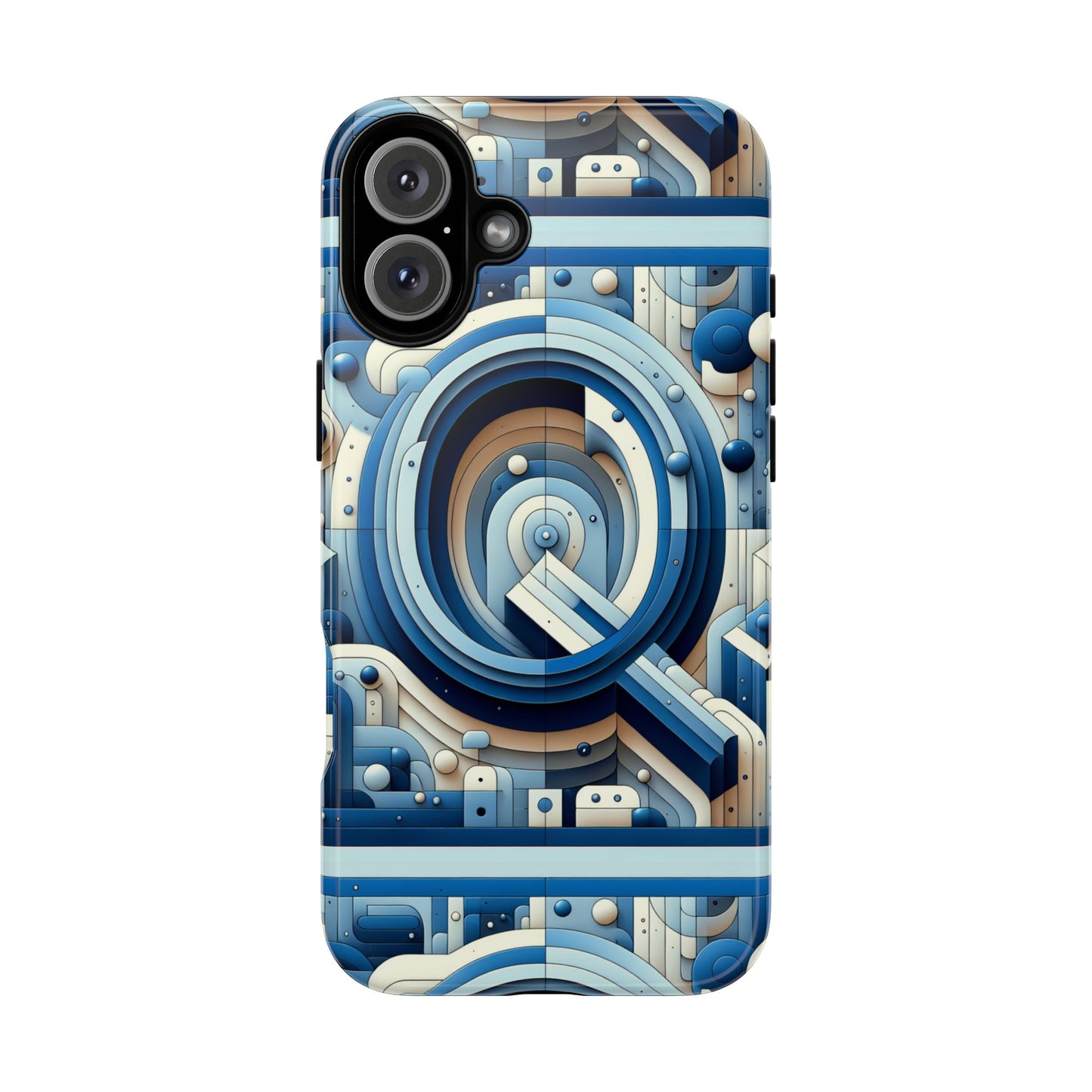 blue alphabet q phone case for android and iphone durable shockproof protective cover with 3d wrap design