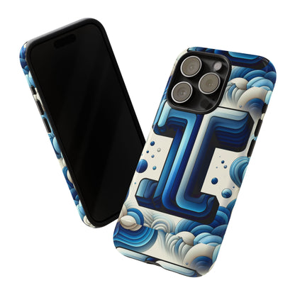 Blue Alphabet T Phone Case with 3D Wrap Design for Kids and Teens Shockproof TPU Cover with Vivid Colours and Anime-Inspired Graphics