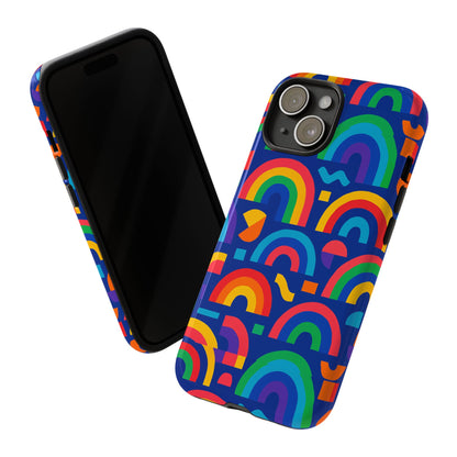 Vibrant Rainbow Geometric 3D Wrap Protective Phone Case for Stylish Accessories Compatible with iPhone 13, 14, 15 & 16 – All Models Including Pro, Pro Max & Plus