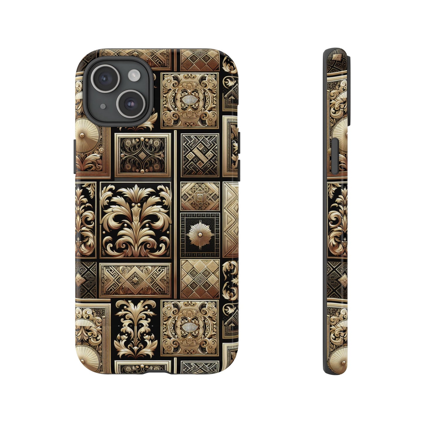 pattern image 4 vibrant 3d phone case for anime and comic fans with baroque gold ornate design compatible with iphone 13, 14, 15 & 16 – all models including pro, pro max & plus