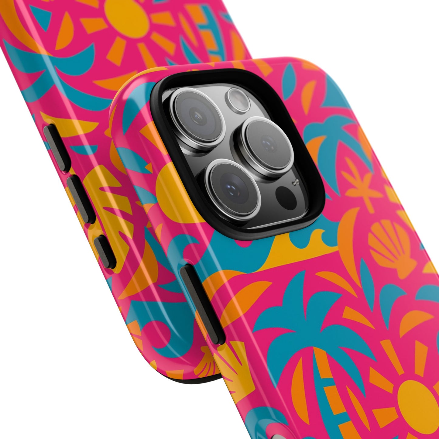 vibrant tropical 3d wrap design protective phone case with retro style – bold accessory for self-expression compatible with iphone 13, 14, 15 & 16 – all models including pro, pro max & plus