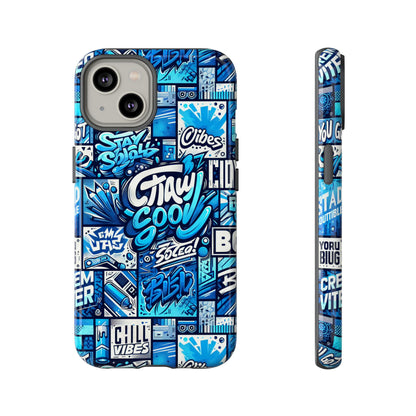 Vibrant 3D Graphic Phone Case in Blue with Playful Design for Stylish Protection Compatible with iPhone 13, 14, 15 & 16 – all models including Pro, Pro Max & Plus