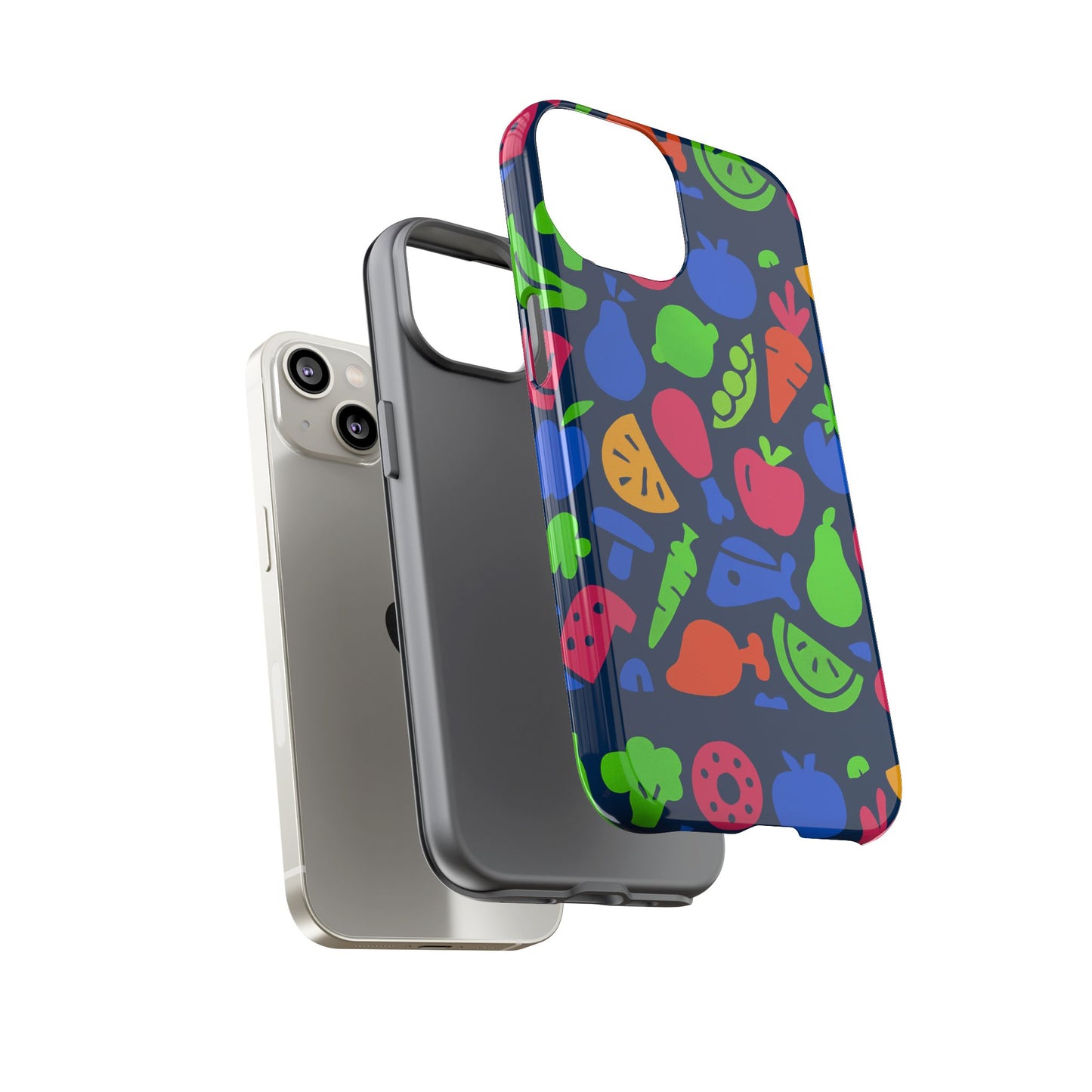 vibrant 3d fruit pattern protective phone case with glossy finish for stylish protection, compatible with iphone 13, 14, 15 & 16 – all models including pro, pro max & plus