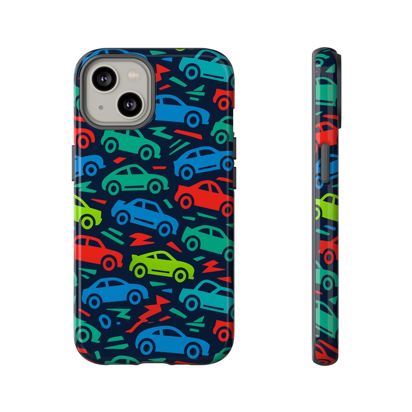 vibrant retro automotive design protective phone case for kids and adults – colourful 3d wrap style – stylish protection compatible with iphone 13, 14, 15 & 16 – all models including pro, pro max & plus