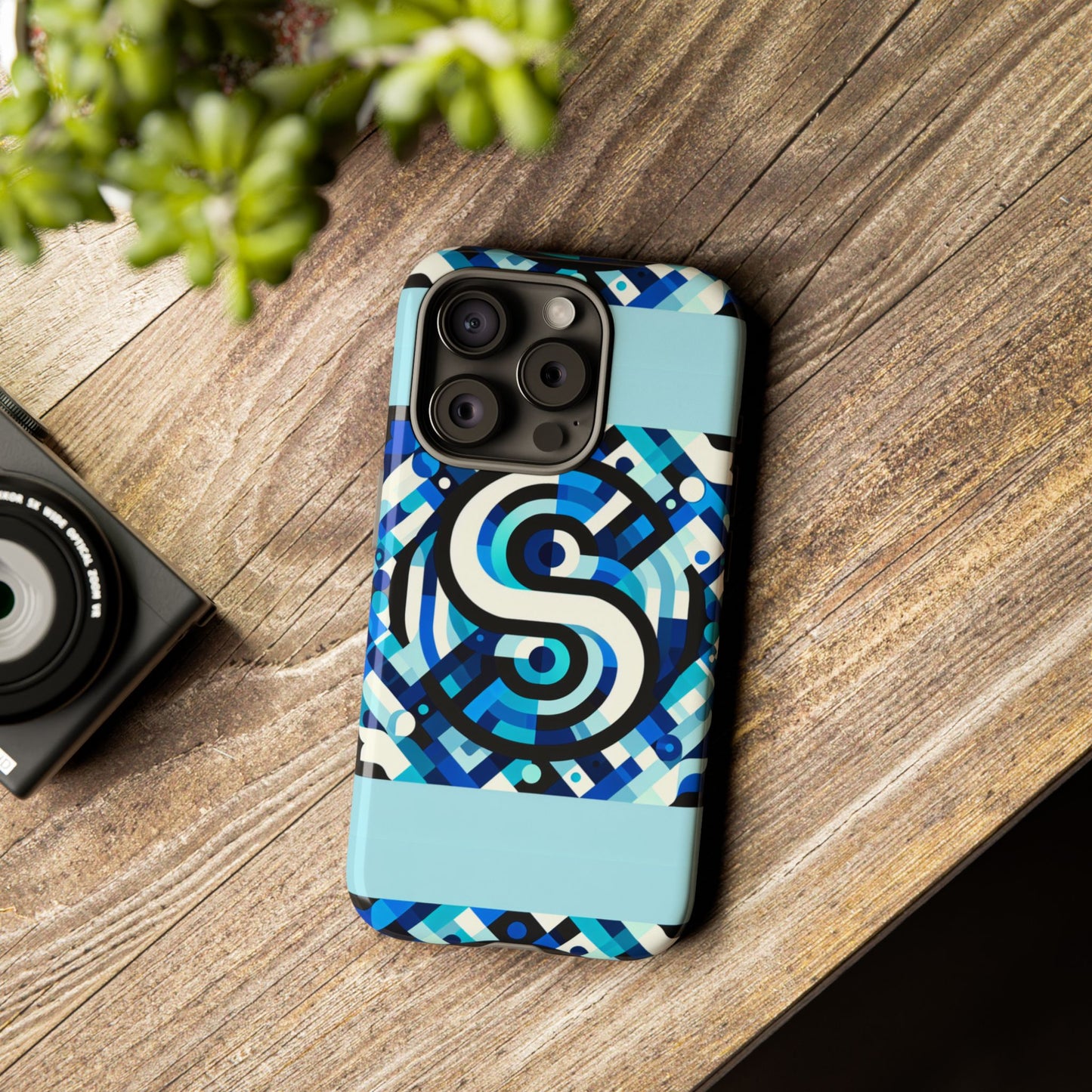 letter blue alphabet s phone case with 3d wrap design for stylish protection and unique retro anime comic style