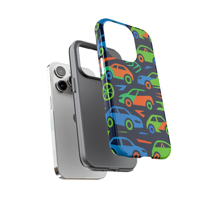 Vibrant 3D Car Pattern Protective Phone Case for Expressive Individuals Stylish Accessory Compatible with iPhone 13, 14, 15 & 16 – all models including Pro, Pro Max & Plus