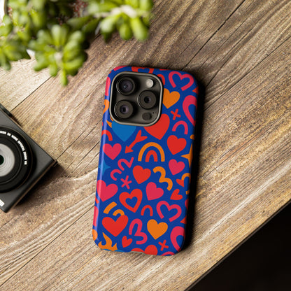Vibrant Multicolour Heart Design Protective Phone Case Stylish Accessory for Self-Expression Compatible with iPhone 13, 14, 15 & 16 – all models including Pro, Pro Max & Plus