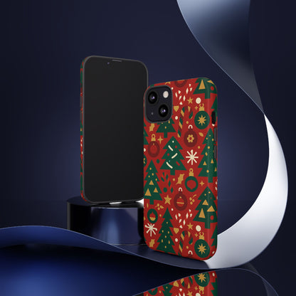Festive Red Christmas Phone Case with 3D Wrap Design – Vibrant Protection for iPhone 13, 14, 15 & 16 – All Models Including Pro, Pro Max & Plus