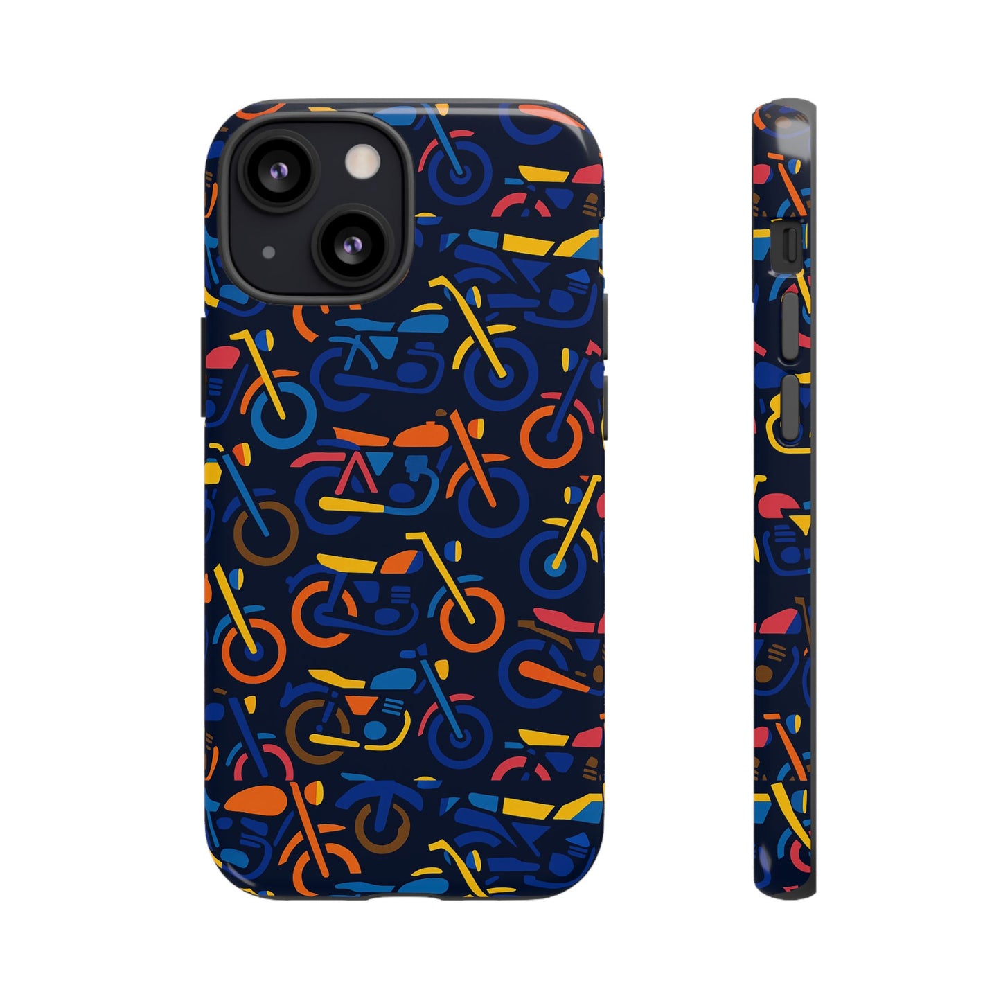 colourful 3d motorcycle print protective phone case for creative individuals – stylish protection compatible with iphone 13, 14, 15 & 16 – all models including pro, pro max & plus