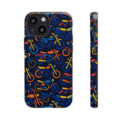 Colourful 3D Motorcycle Print Protective Phone Case for Creative Individuals – Stylish Protection Compatible with iPhone 13, 14, 15 & 16 – All Models Including Pro, Pro Max & Plus