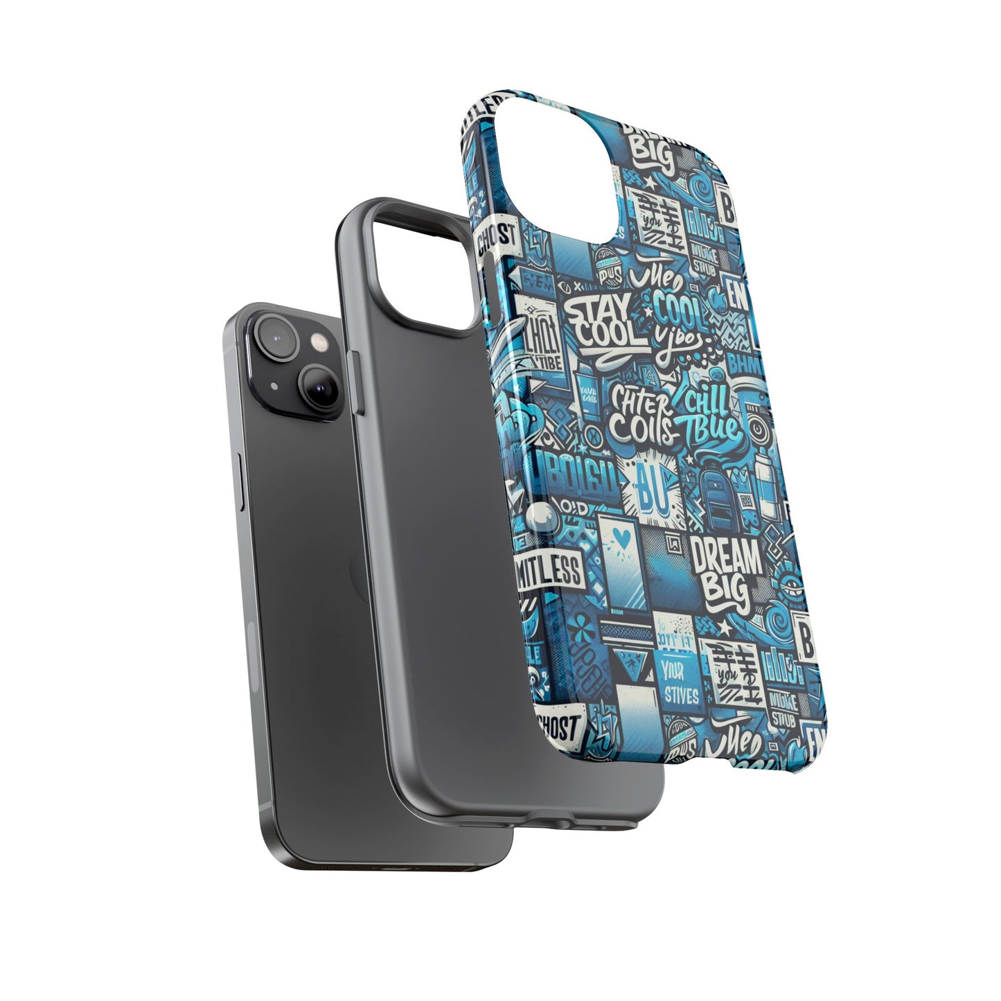 blue pattern image 15 phone case with 3d wrap design shock absorption for android and iphone devices durable uv protected protective cover