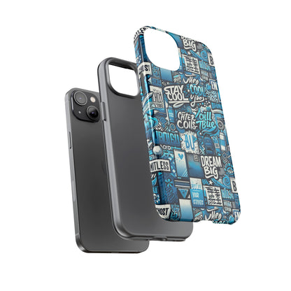 Blue Pattern Image 15 Phone Case With 3D Wrap Design Shock Absorption For Android and iPhone Devices Durable UV Protected Protective Cover