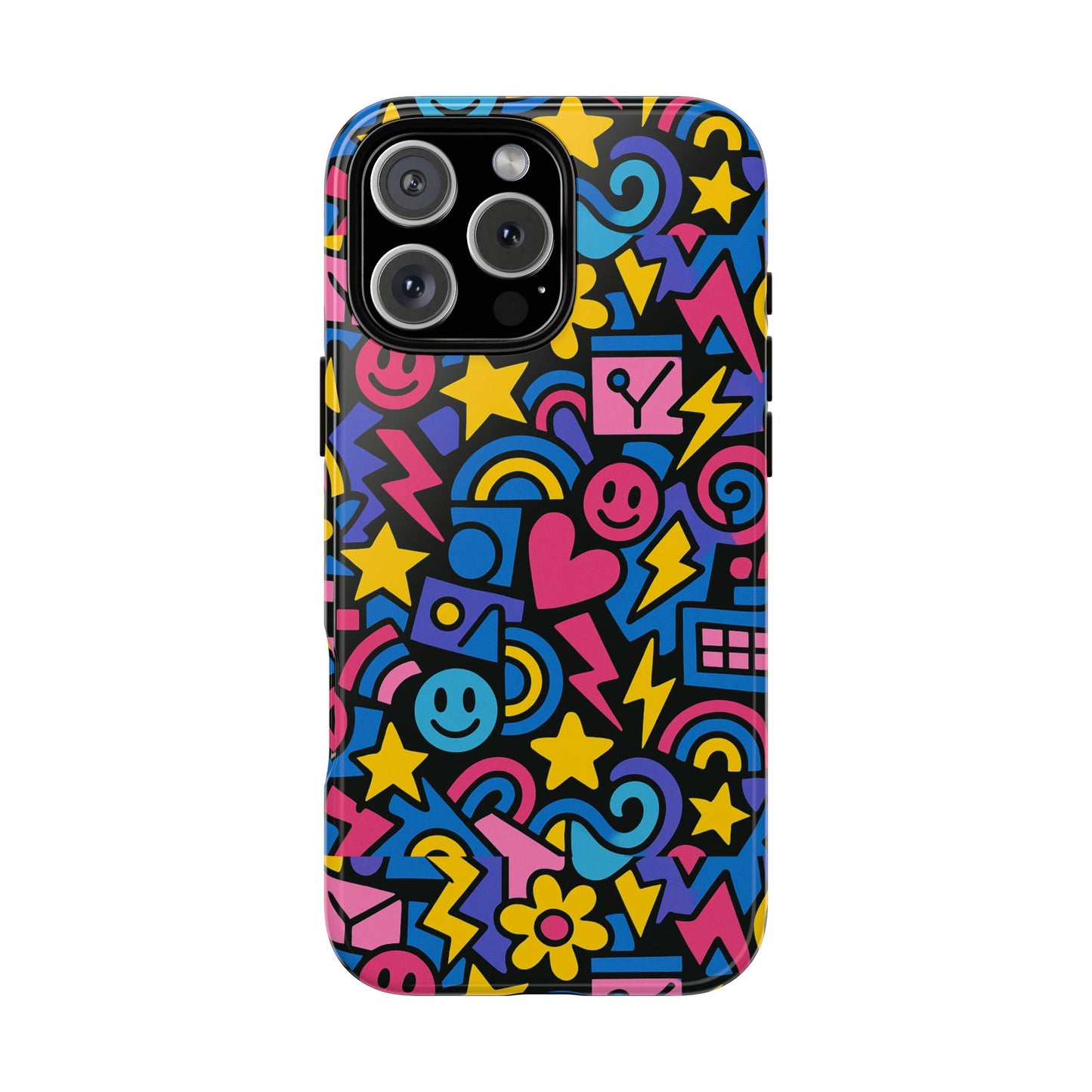 vibrant multicolour cartoon protective phone case – playful 3d design for stylish protection – compatible with iphone 13, 14, 15 & 16 – all models including pro, pro max & plus