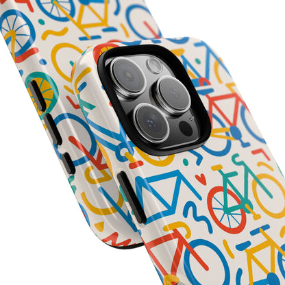 Vibrant 3D Bicycle Print Protective Phone Case – Colourful Unisex Accessory for Style and Fun – Compatible with iPhone 13, 14, 15 & 16 – All Models Including Pro, Pro Max & Plus