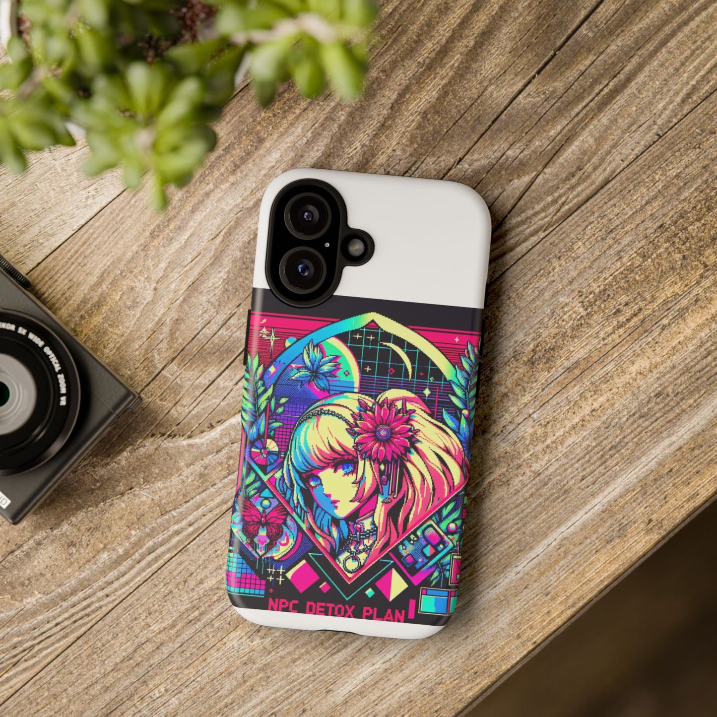 npc detox plan - vibrant protective phone case for anime and comic lovers, durable shock absorption, uv protected, glossy or matte finish