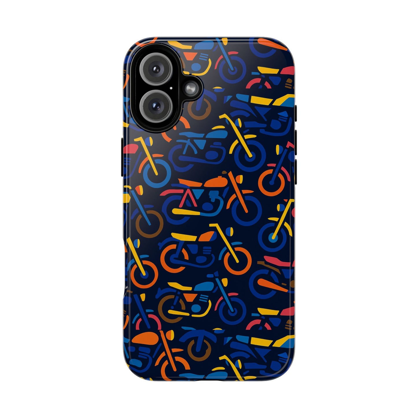 colourful 3d motorcycle print protective phone case for creative individuals – stylish protection compatible with iphone 13, 14, 15 & 16 – all models including pro, pro max & plus