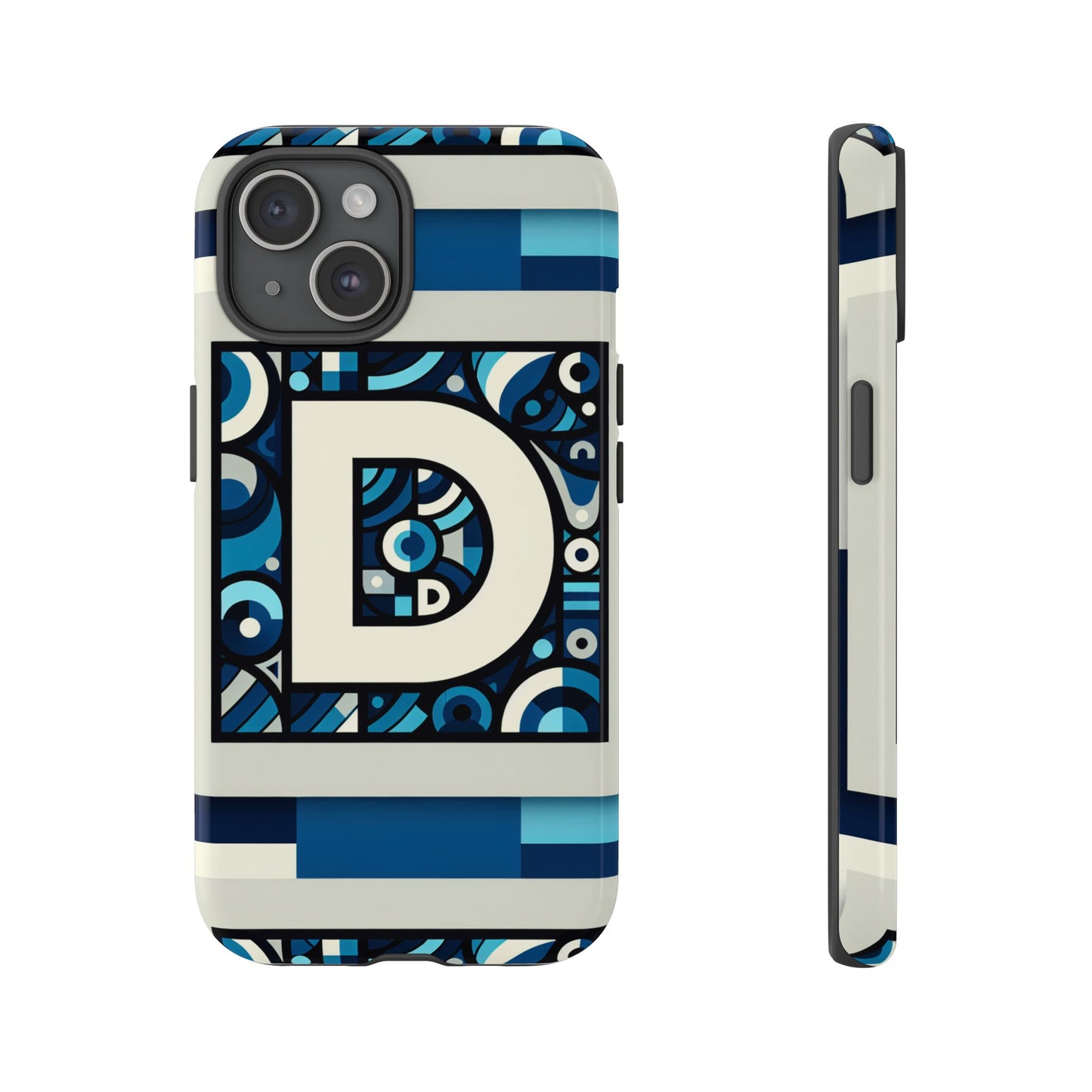 blue alphabet letter d phone case with 3d wrap and shock protection for kids and teens