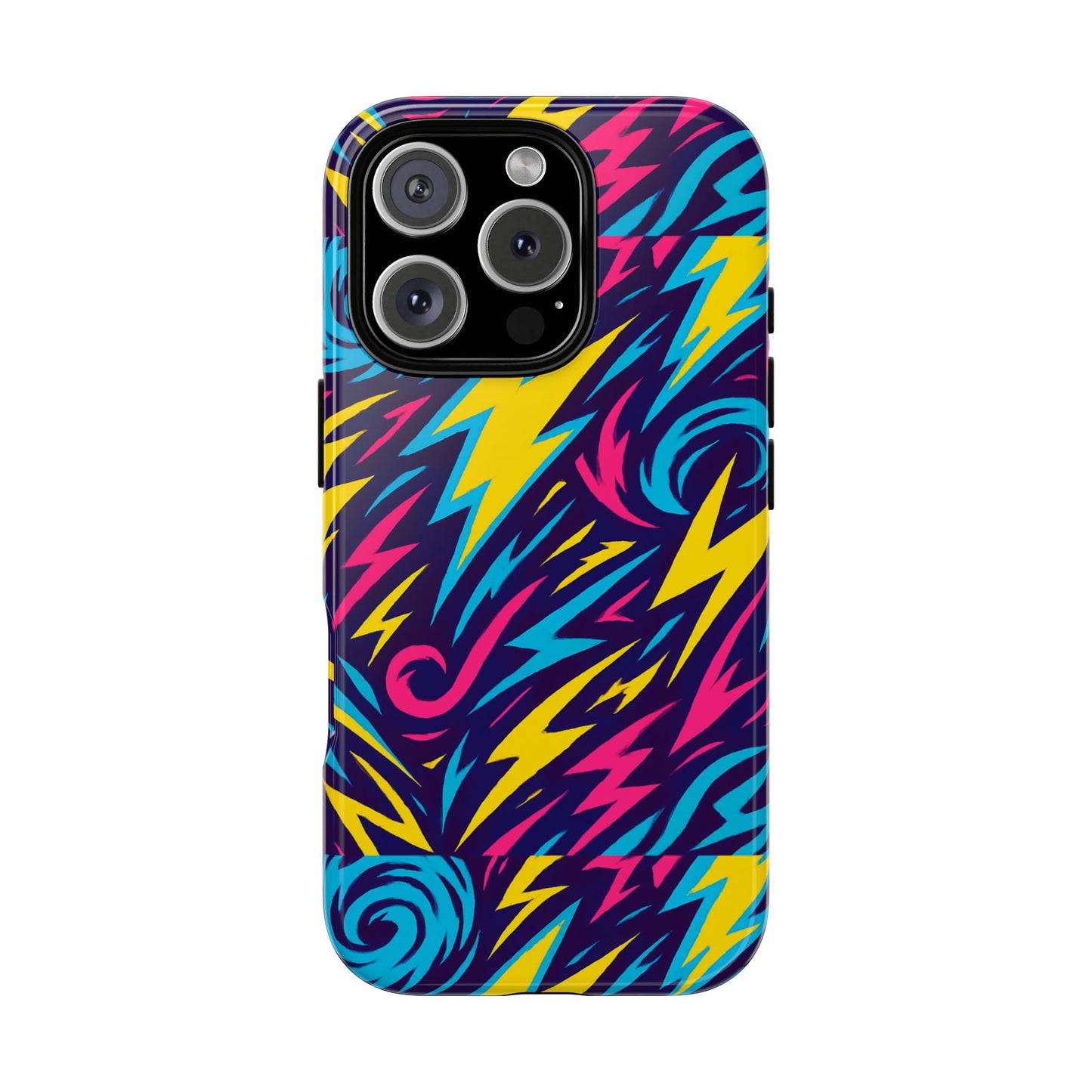 vibrant retro lightning bolt protective phone case with 3d design for fashion lovers compatible with iphone 13, 14, 15 & 16 – all models including pro, pro max & plus