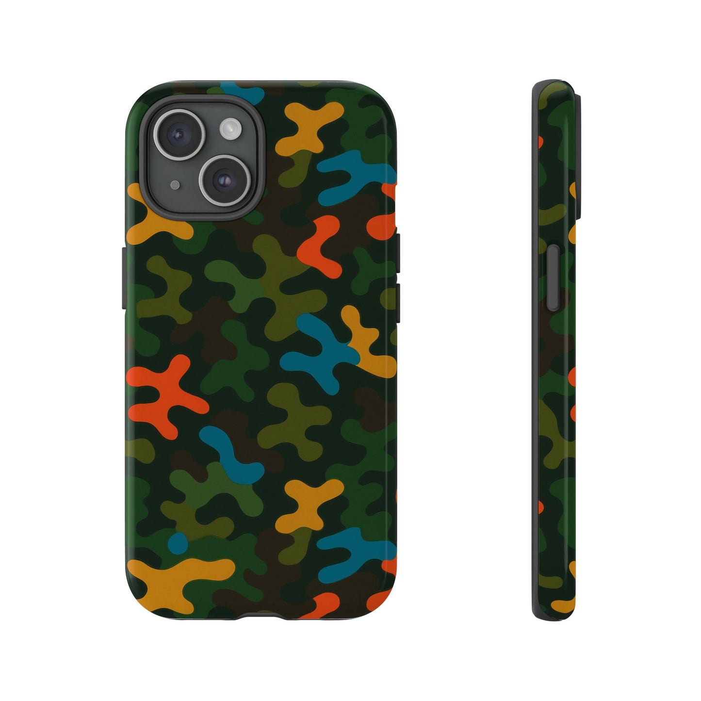 multicolour camouflage 3d wrap protective phone case stylish design for men and women stylish protection compatible with iphone 13, 14, 15 & 16 – all models including pro, pro max & plus