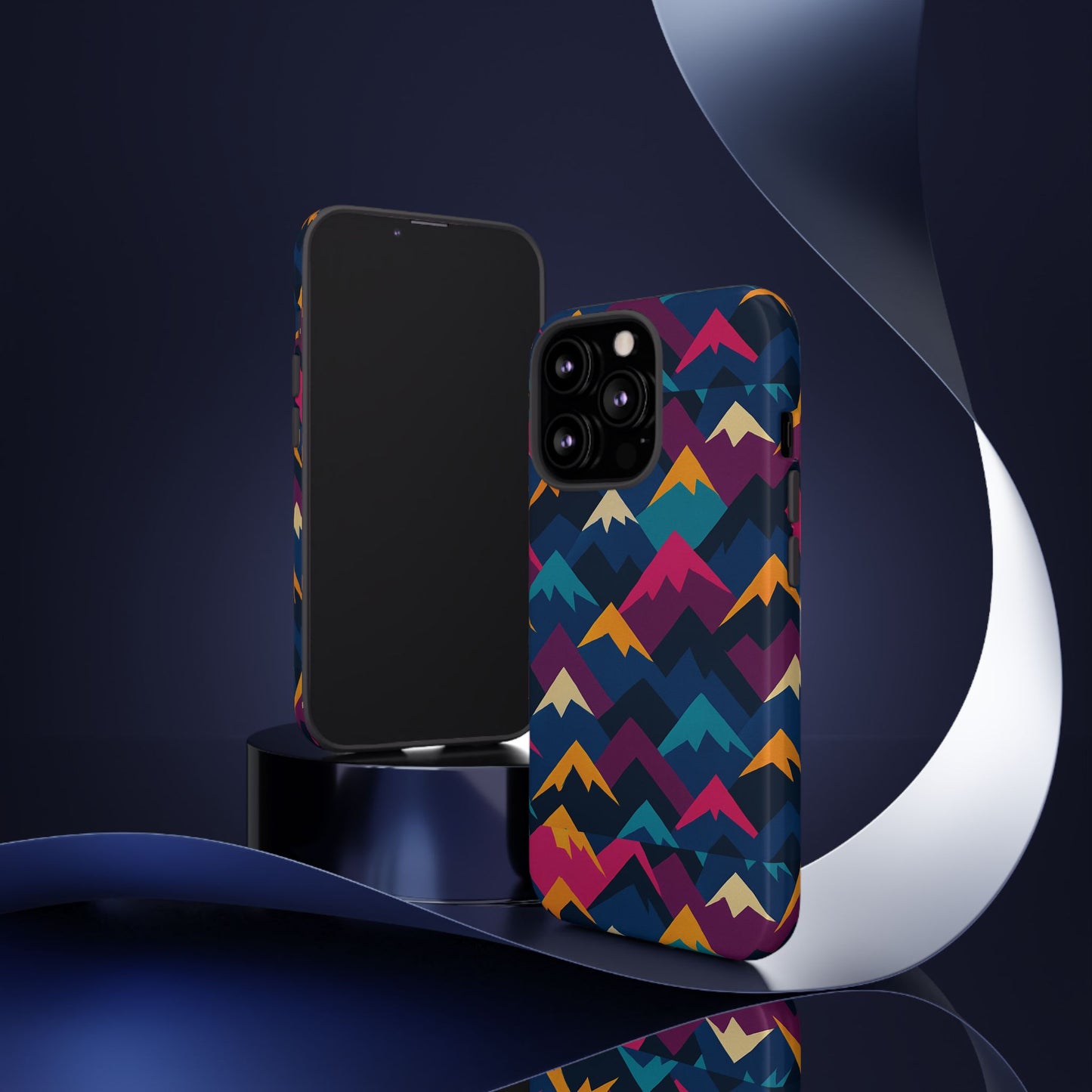 multicolour mountain geometric protective phone case – stylish accessory for unique self-expression compatible with iphone 13, 14, 15 & 16 – all models including pro, pro max & plus