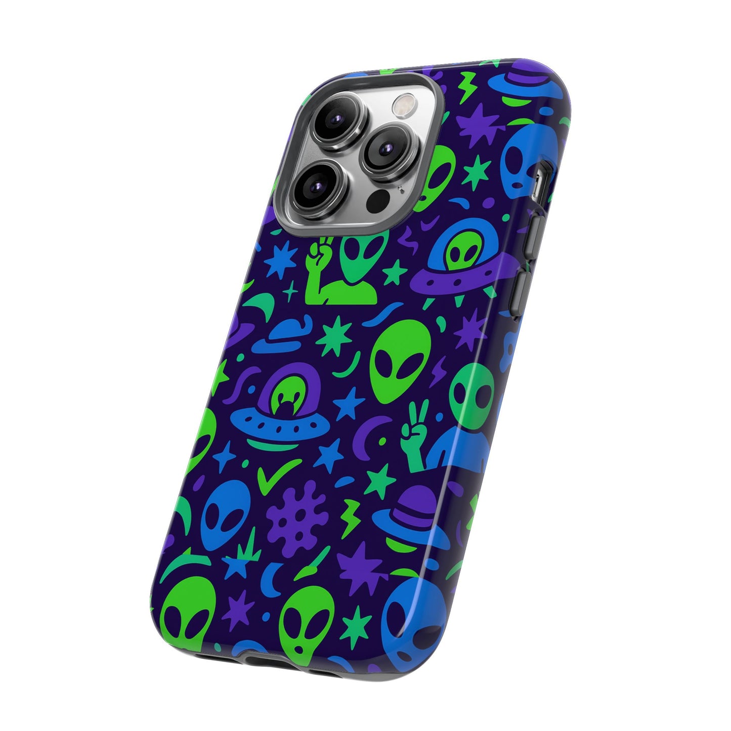 multicolour alien 3d wrap protective phone case, playful anime design for unisex self-expression, stylish protection, compatible with iphone 13, 14, 15 & 16 – all models including pro, pro max & plus