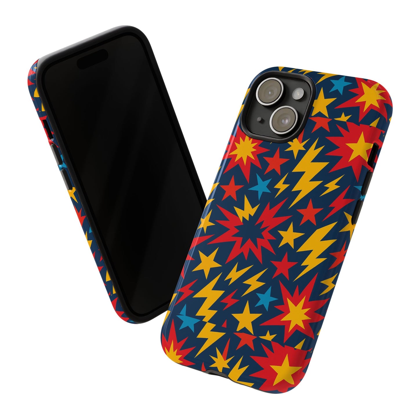 vibrant 3d superhero phone case with colourful lightning design for men and women, stylish protection compatible with iphone 13, 14, 15 & 16 – all models including pro, pro max & plus
