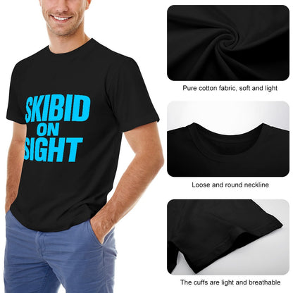 Men's T-shirt 100% Cotton Skibid on Sight for Men, Casual Graphic Tee, Soft Cotton Fabric, Comfortable Fit, Ideal for Fitness, Outings, Travel, and Events, Stylish Everyday Wear
