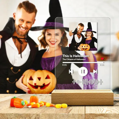 Custom Scannable Code Acrylic Music Song Plaque Night Light for Bedroom, Living Room, Romantic Gift with USB Base and LED Lighting