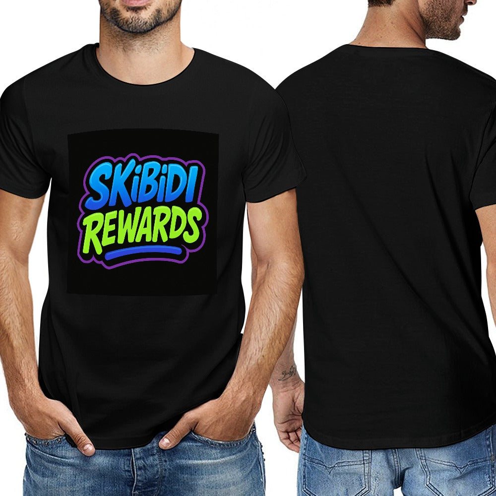 2025 150g men's short sleeve t-shirt with skibidi rewards print, comfortable cotton fabric, casual wear for fitness, leisure, and travel
