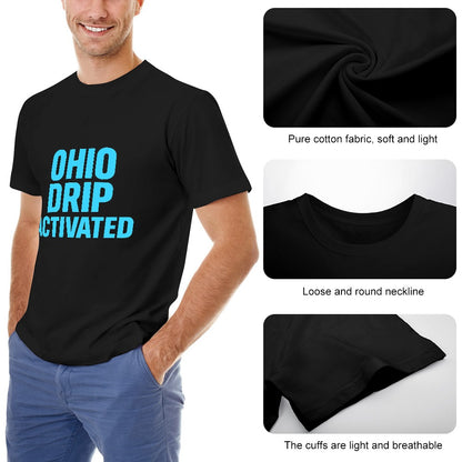 Men's T-Shirt 100% Cotton Ohio Drip Activated Graphic Tee for Casual Wear, Comfortable Fit, Breathable Fabric, Ideal for Gym, Leisure, Home, and Travel
