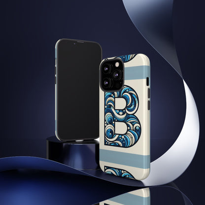 Blue Alphabet Letter B Phone Case with 3D Wrap and Shock Protection for Kids and Teens Durable TPU Cover with Vibrant Design