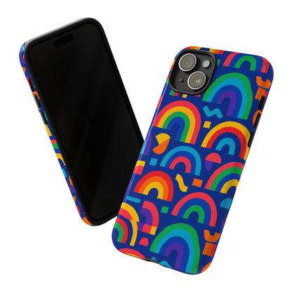 Vibrant Rainbow Geometric 3D Wrap Protective Phone Case for Stylish Accessories Compatible with iPhone 13, 14, 15 & 16 – All Models Including Pro, Pro Max & Plus