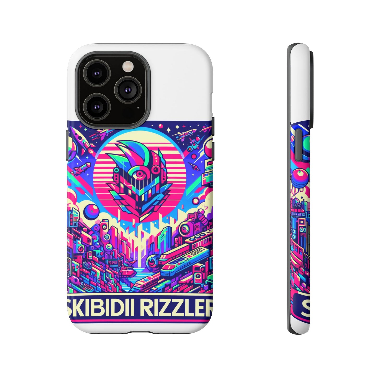 skibidi rizzler protective phone case with 3d wrap design, shock absorbing tpu silicone, uv protected, ideal gift for anime and comic culture fans