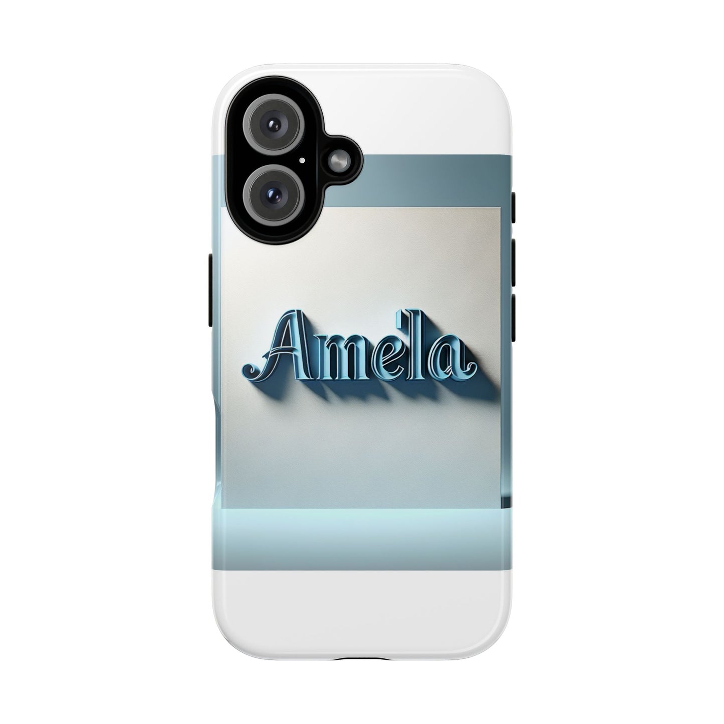 sleek 3d glossy phone case in blue with elegant name design fashion accessory for personal expression compatible with iphone 13, 14, 15 & 16 – all models including pro, pro max & plus