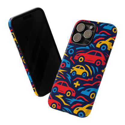 Multicolour Retro 3D Wrap Protective Phone Case with Vibrant Car Design for Stylish Protection Compatible with iPhone 13, 14, 15 & 16 – all models including Pro, Pro Max & Plus