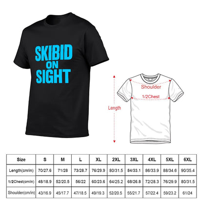 2025 150g Men's Short Sleeve T-Shirt Skibid on Sight Casual Cotton Tee