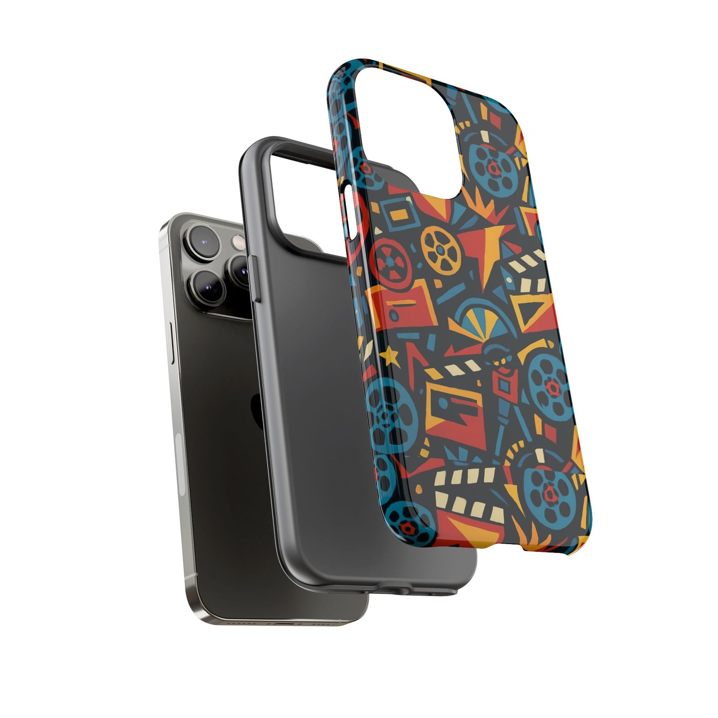 vibrant retro movie-inspired protective phone case with 3d design for stylish protection compatible with iphone 13, 14, 15 & 16 – all models including pro, pro max & plus