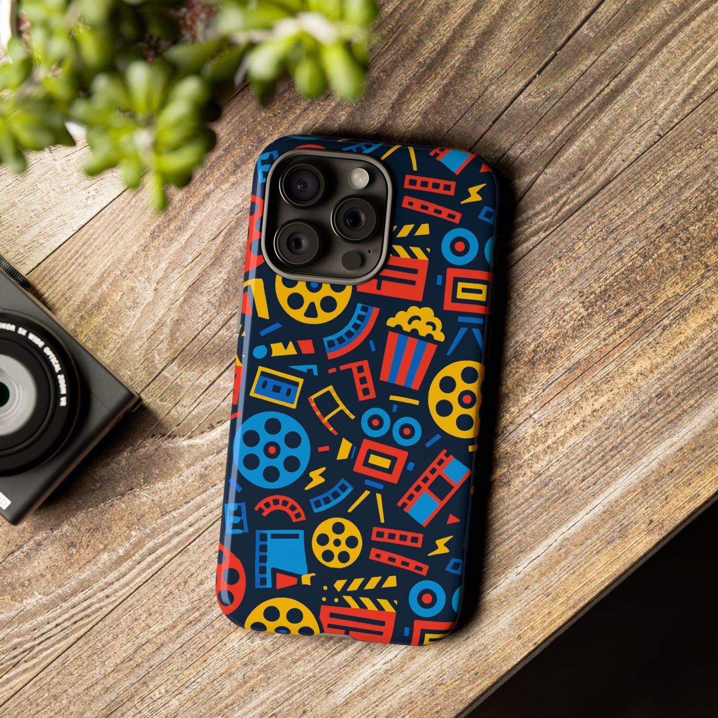 vibrant 3d film reel protective phone case for unique style and robust protection compatible with iphone 13, 14, 15 & 16 – all models including pro, pro max & plus