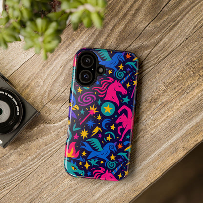 Vibrant Fantasy Unicorns Protective Phone Case – Colourful 3D Design for Stylish Protection – Compatible with iPhone 13, 14, 15 & 16 – All Models Including Pro, Pro Max & Plus