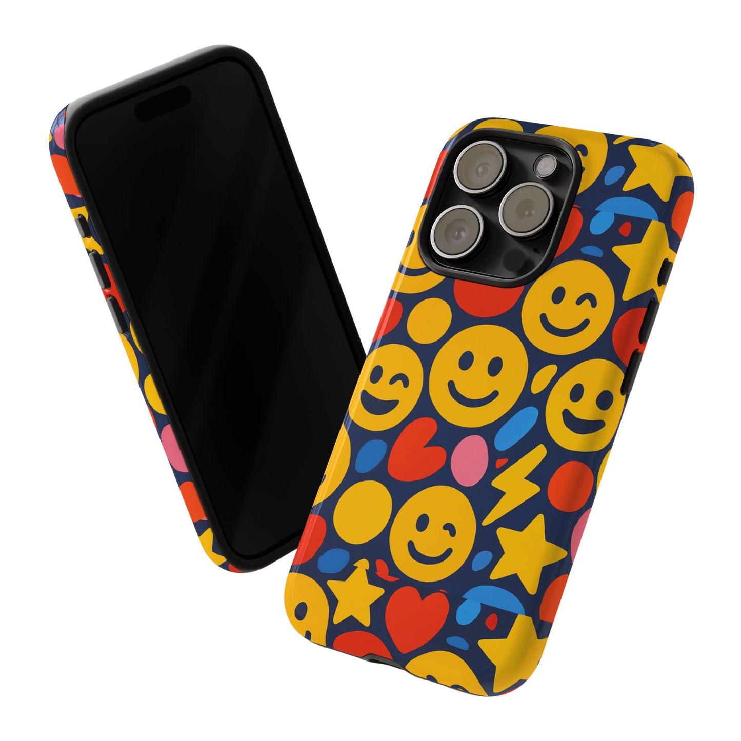 multicolour 3d emoji phone case for stylish protection – fun and playful design for kids and young adults compatible with iphone 13, 14, 15 & 16 – all models including pro, pro max & plus