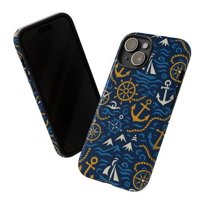 Vibrant Nautical Blue Phone Case with 3D Anchor Design for Stylish Protection Compatible with iPhone 13, 14, 15 & 16 – all models including Pro, Pro Max & Plus
