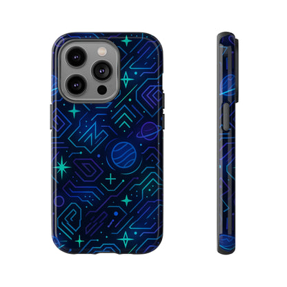 Vibrant Space Design Protective Phone Case in Blue and Green 3D Wrap for Stylish Protection Compatible with iPhone 13, 14, 15 & 16 – All Models Including Pro, Pro Max & Plus